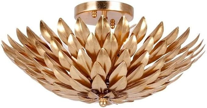 Bailey Street Home Contemporary 4 Light Flush Mount Ceiling Light in Antique Gold with Metal Leav... | Amazon (US)