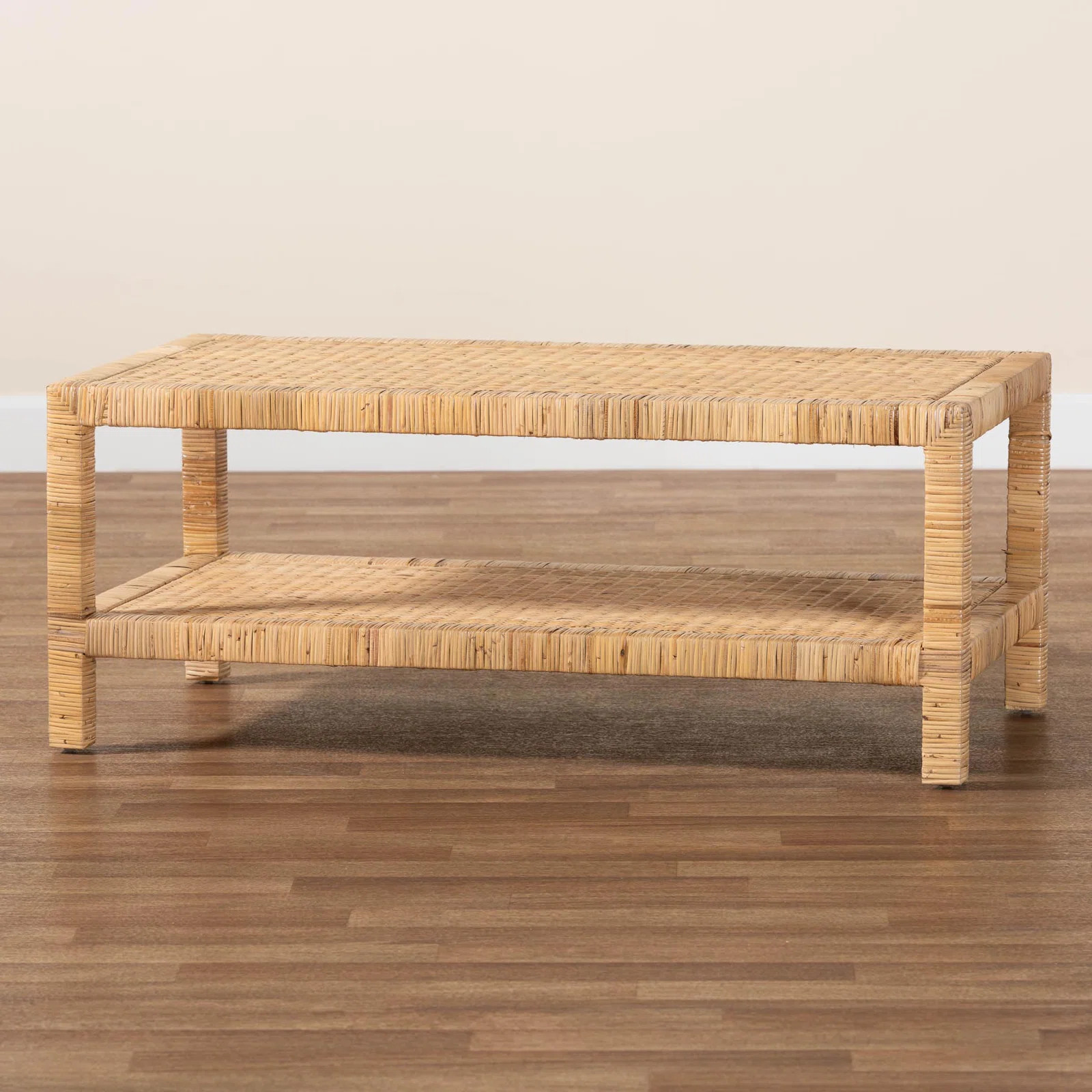 Bali & Pari Yerby Bohemian Rattan And Rectangle Coffee Table | Wayfair North America