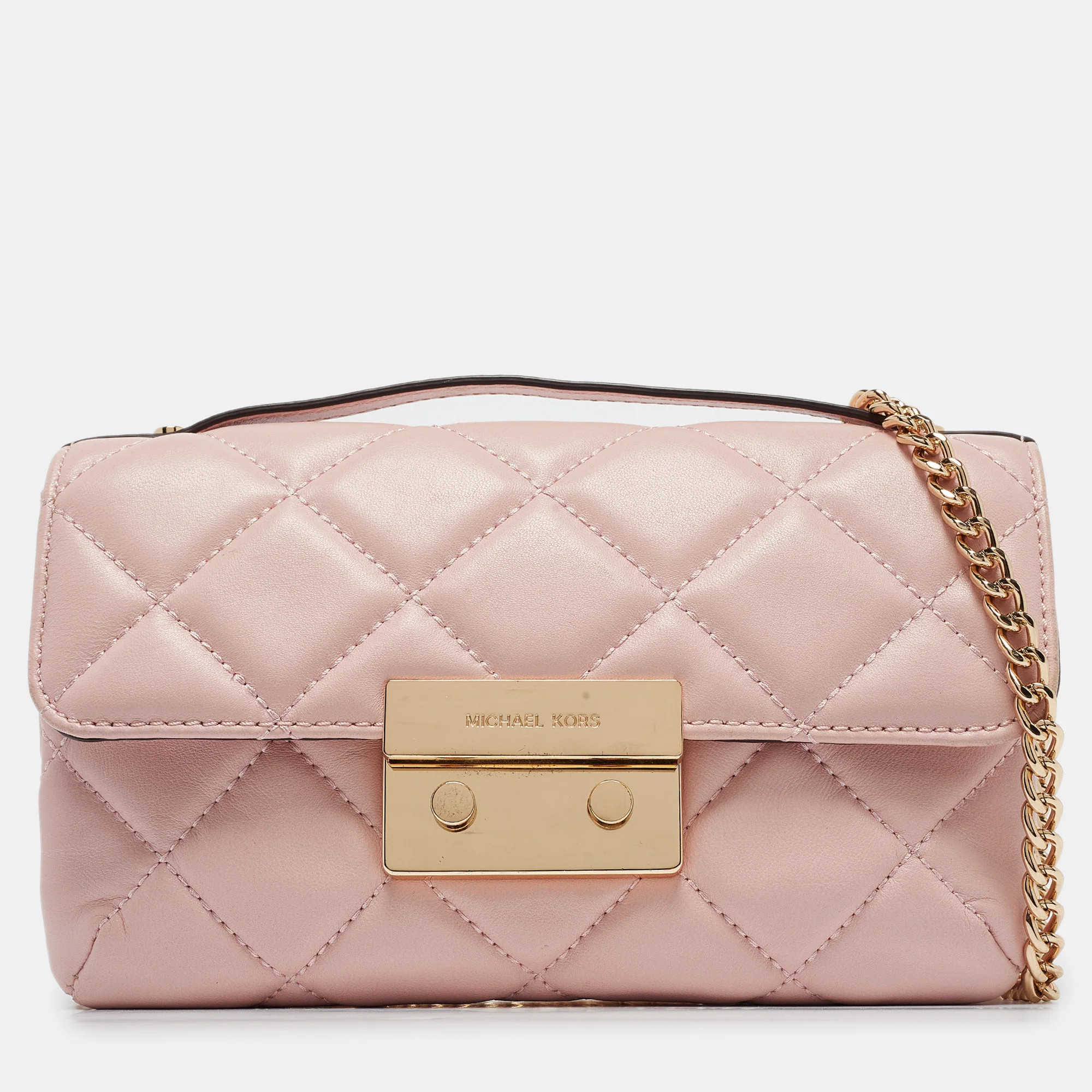 Michael Kors Pink Quilted Leather Small Sloan Crossbody Bag | Shop Simon