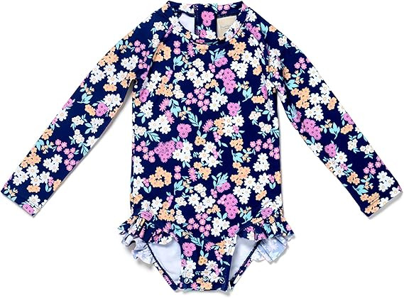 Coast & Crest Baby and Toddler Girl Long Sleeve Rash Guard One Piece Swimsuit | Amazon (US)