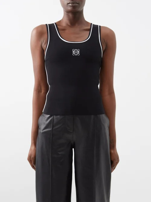 Loewe - Anagram-embroidered Ribbed-jersey Tank Top - Womens - Black | Matches (UK)
