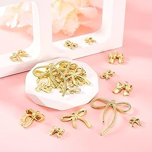 FASHEWELRY Alloy Bowknot Charms Links Golden Bow Tie Connector Charms Metal Bow Link Charms Bow E... | Amazon (US)