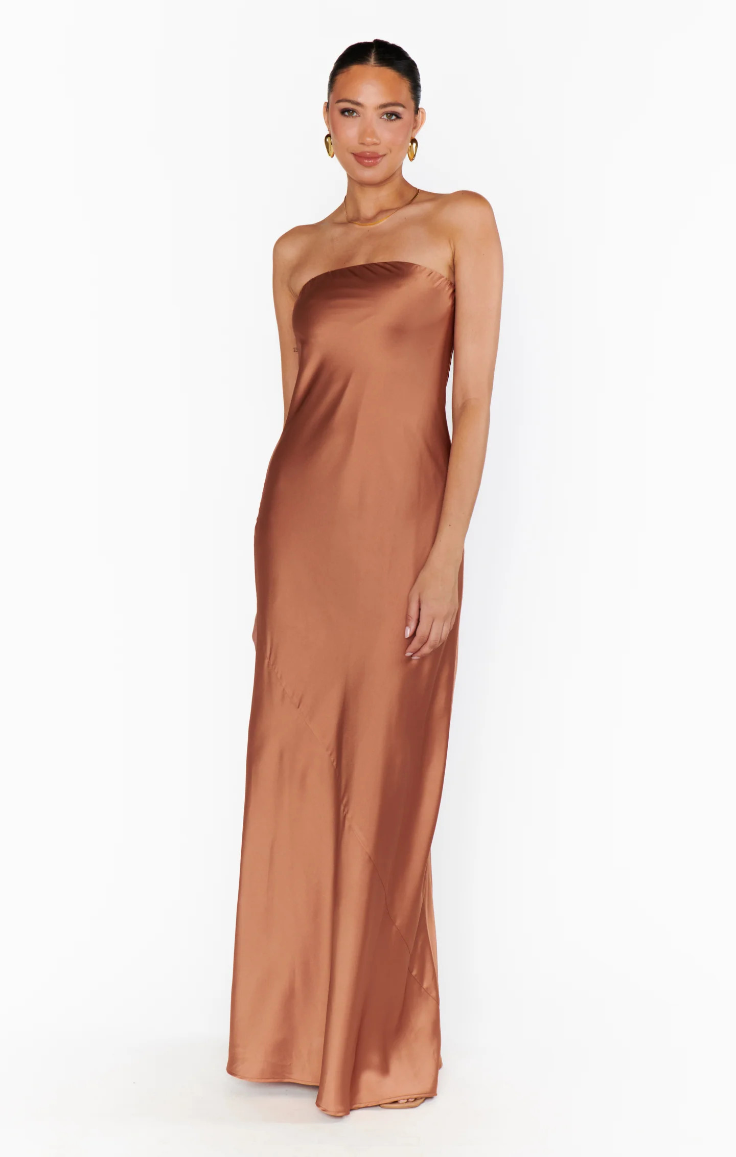 Taylor Tube Maxi Dress ~ Steel Blue Luxe Satin | Show Me Your Mumu