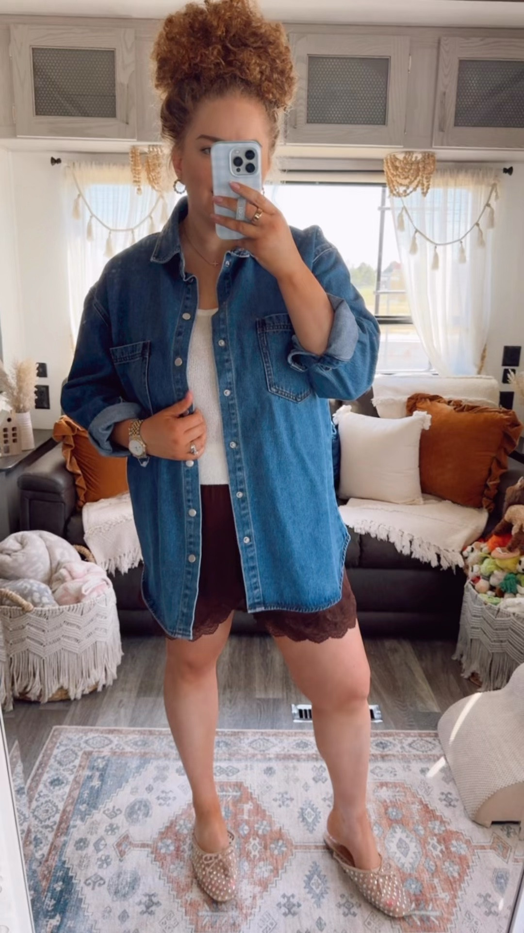 Effortless date night look with a little edge 🤍✨ oversized denim button down | white tank top | aerie lace shorts | silky shorts outfit | brown lace shorts | rhinestone mules | date night outfit idea | going out outfit | elevated casual outfit | flirty summer outfit | night out look | denim layering outfit | chic casual style | effortless outfit inspo | dressed up casual vibe ✨

#LTKootd #LTKgrwm #LTKdayinmylife