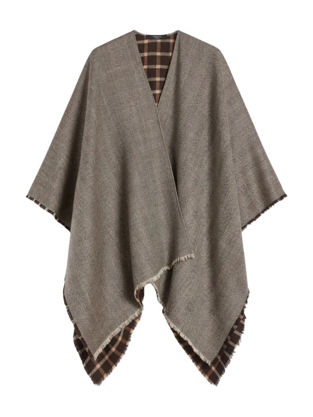 Weekend Max Mara herringbone checked wool cape - Brown | Farfetch Global