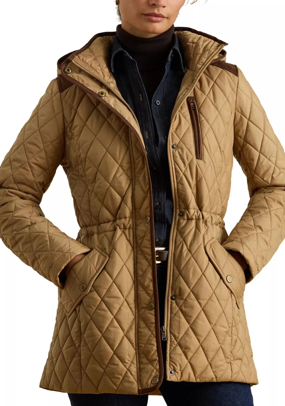 Women's Icon Faux Suede Trim Quilted Anorak Jacket | Belk