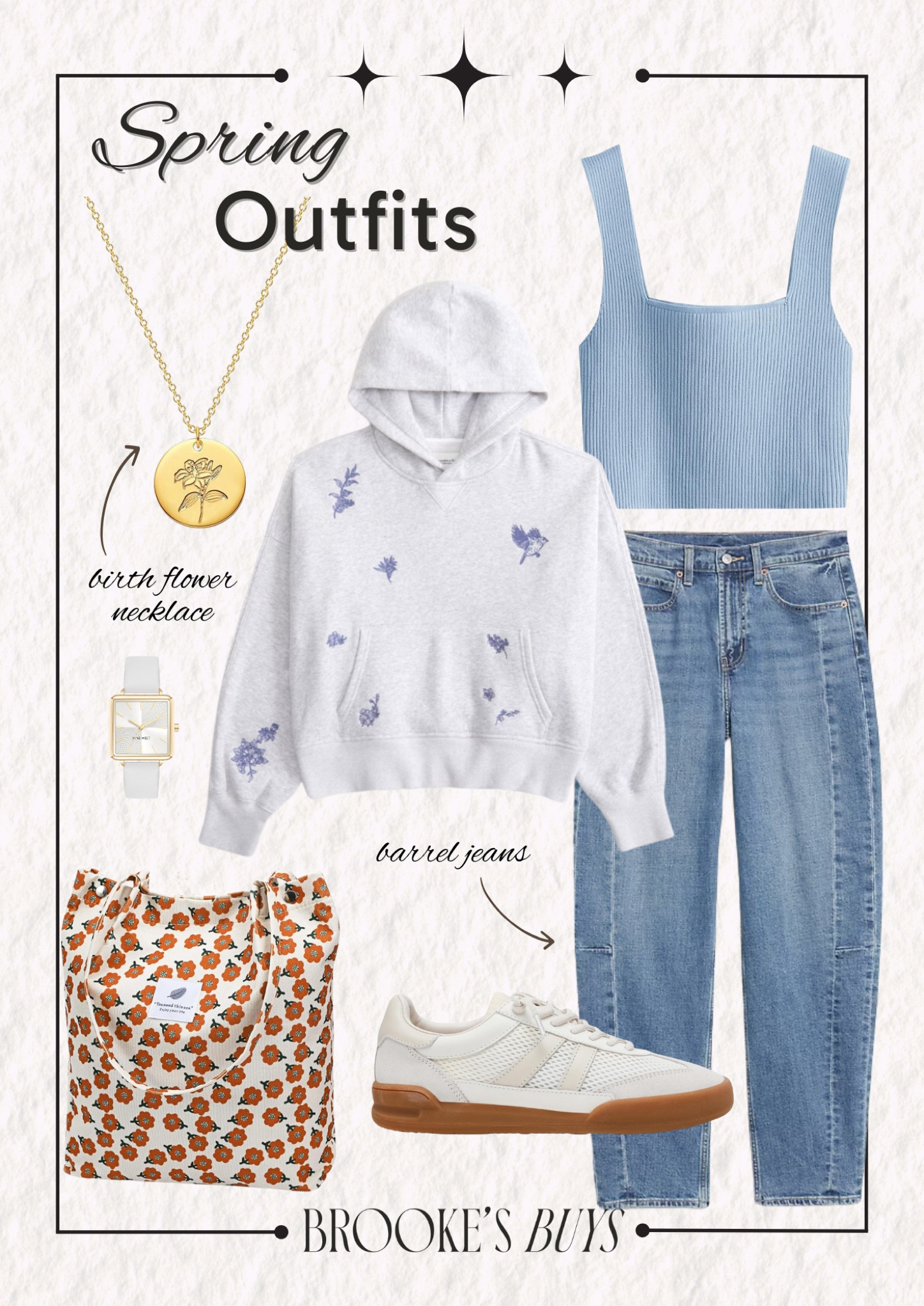 Casual spring outfit. These barrel jeans are so comfortable and I love the detailing on this hoodie!