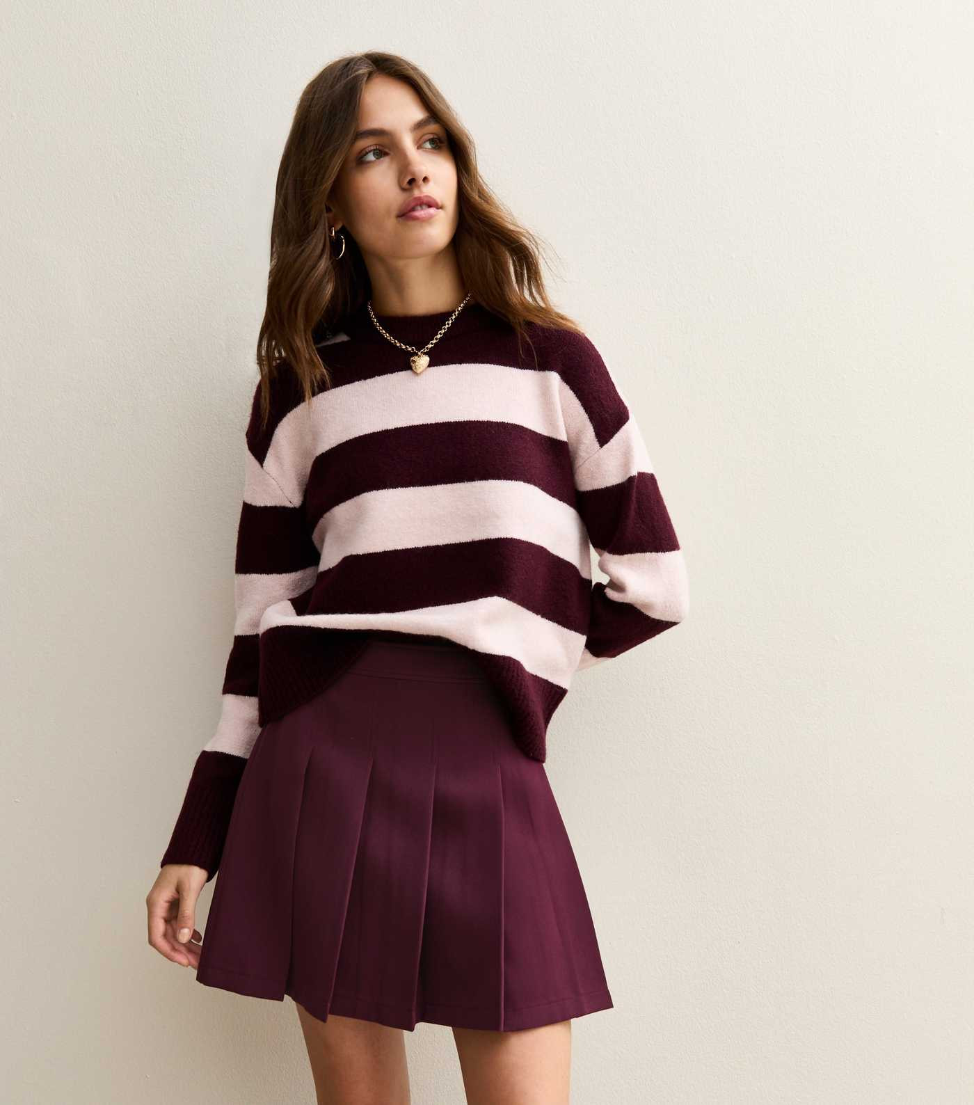 Burgundy Pleated Mini Skirt | New Look | New Look (UK)
