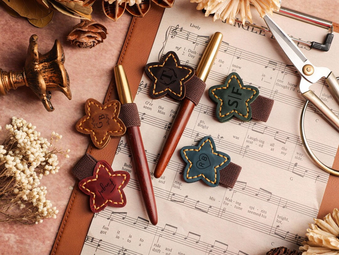 Star Shaped Double Sided Personalised Magnetic Pen Clip,customisable Leather Pen Clip,magnetic Pe... | Etsy (US)