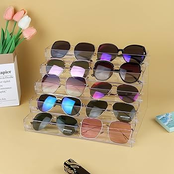 5 Tier Sunglasses Organizer Acrylic Sunglass Holder Nail Polish Organizer Countertop Stand Displa... | Amazon (US)