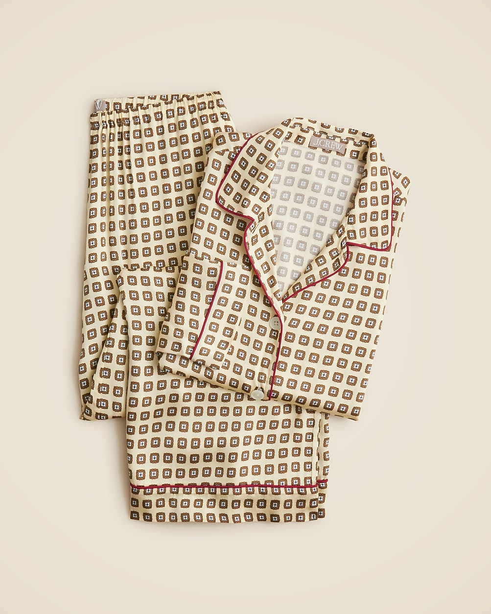 Soft-shine long-sleeve pajama pant set in print | J. Crew US