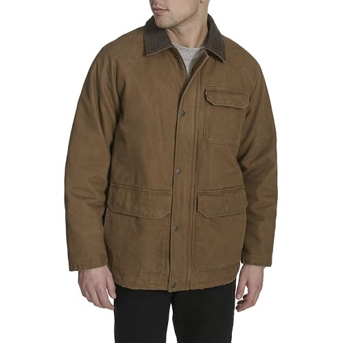Levi's Men's Cotton Barn Jacket with Corduroy Collar, Brown Canvas, Small | Amazon (US)