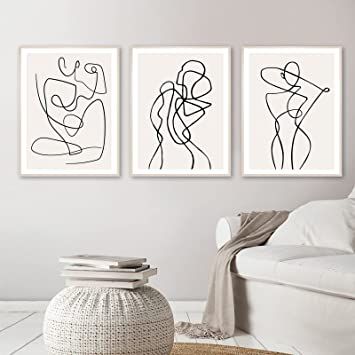 Minimalist Abstract Woman Wall Art Line Drawing Minimalist Line Wall Art Woman Line Couples Poste... | Amazon (US)