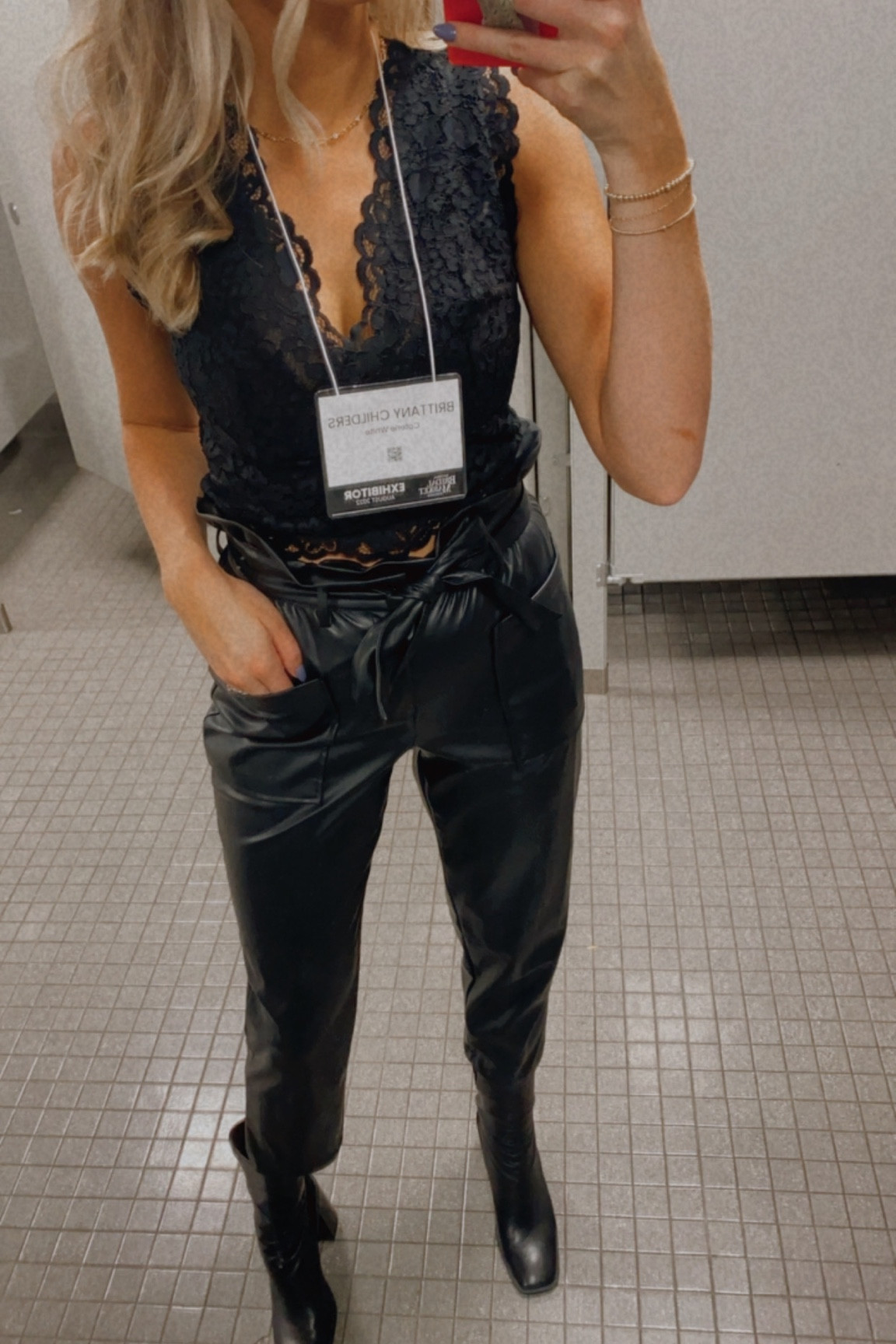 Lace top and leather paper bag pants 

#LTKunder50 #LTKstyletip #LTKworkwear