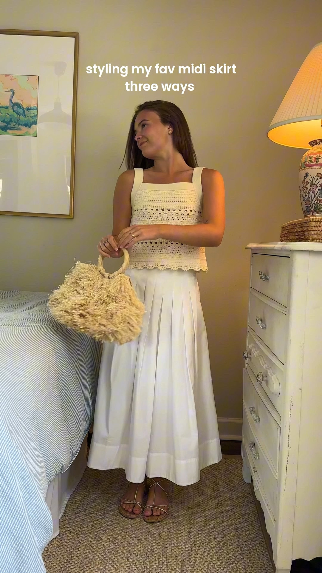 Midi skirt of the summer styles three ways; cute, dressy, & casual. Wearing an xs in everything which is my usual size! (5’2”)