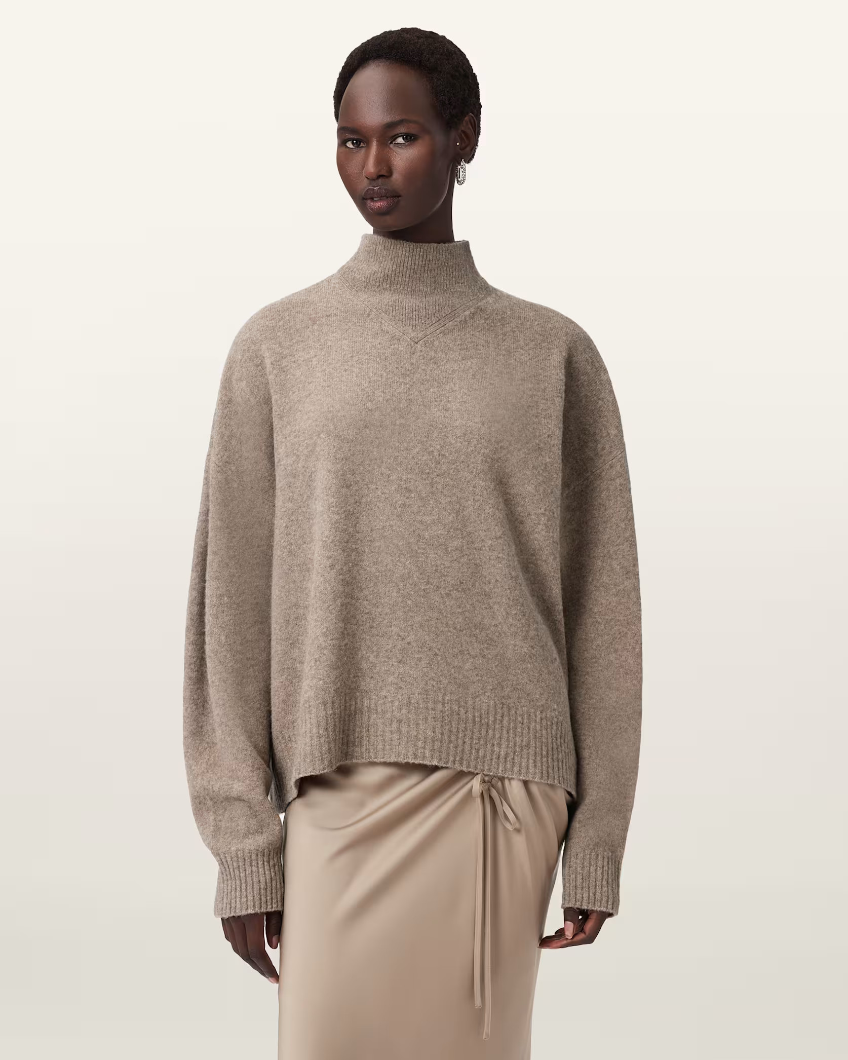 Asha High Neck Jumper WALNUT BROWN | ALLSAINTS | AllSaints UK