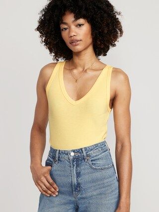 First-Layer Rib-Knit V-Neck Tank Top for Women | Old Navy (US)