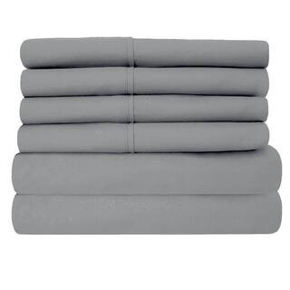6-Piece Gray Super-Soft 1600 Series Double-Brushed Full Microfiber Bed Sheets Set | The Home Depot