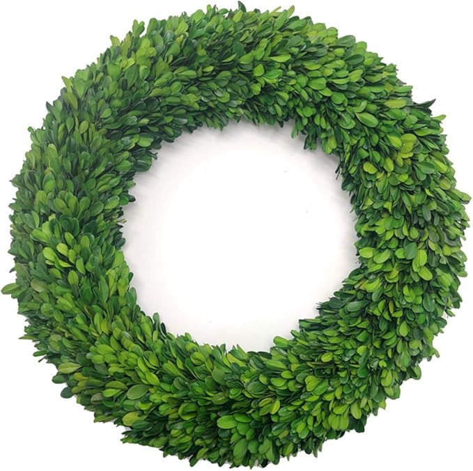 LMflorals 20 Inches Boxwood Wreath Preserved Green Leaves Wreath for Front Door Wall Window Hangi... | Amazon (US)