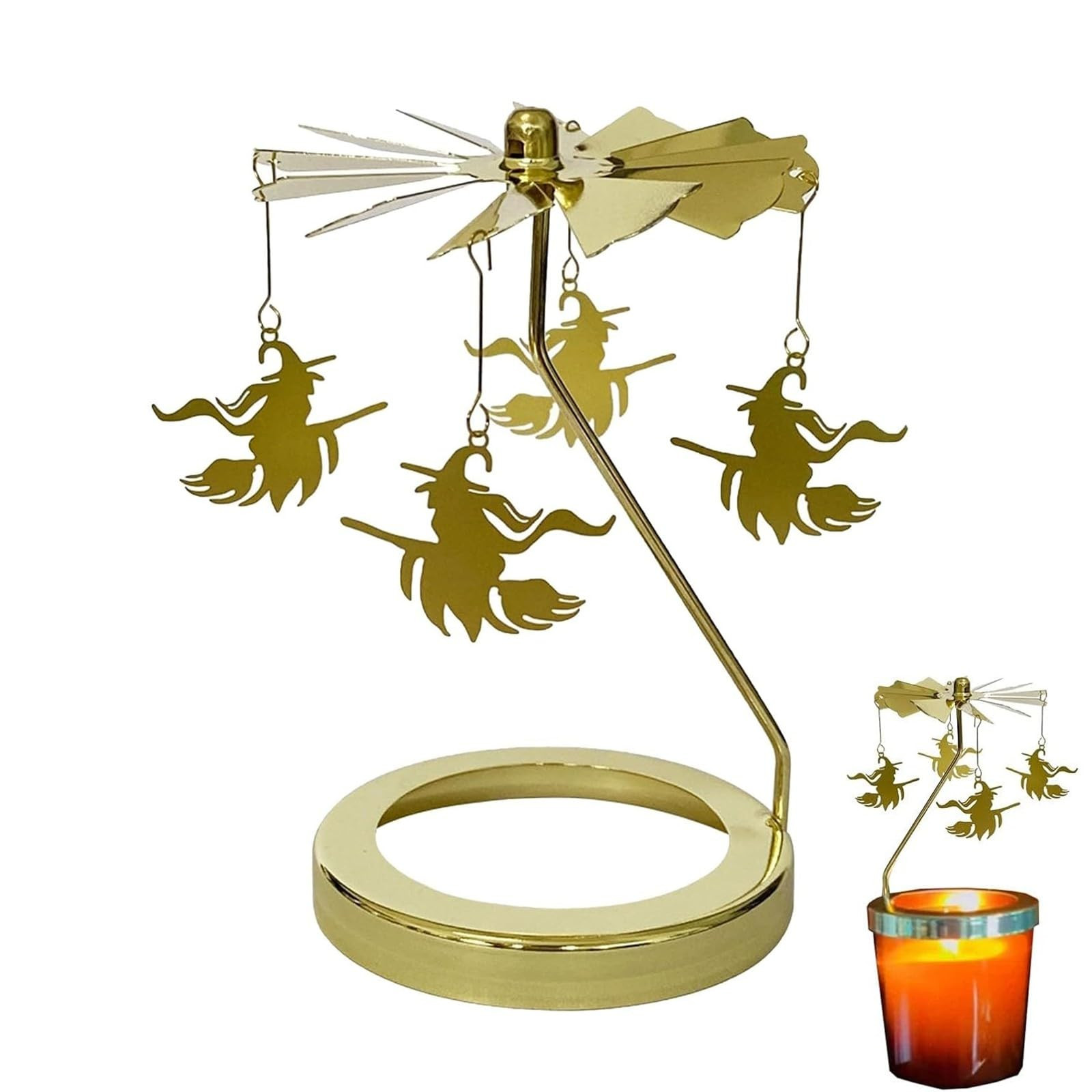 Flying Witch Candle Carousel Topper,Hover Halloween Gothic Rotating Candle Holder,Spinning Magic ... | Amazon (US)