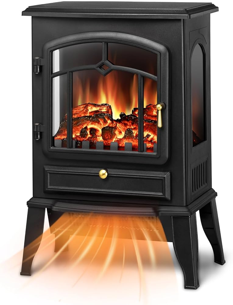 Xbeauty Electric Fireplace Stove with Realistic Flame,Infrared Freestanding Fireplace Heater,Port... | Amazon (US)