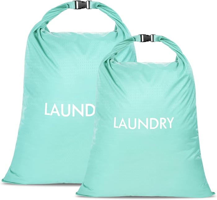 2 Pack Travel Laundry Bag, Nylon Washing Bags for Laundry, Roll Top Wet Dry Bag for Swimming Yoga... | Amazon (US)