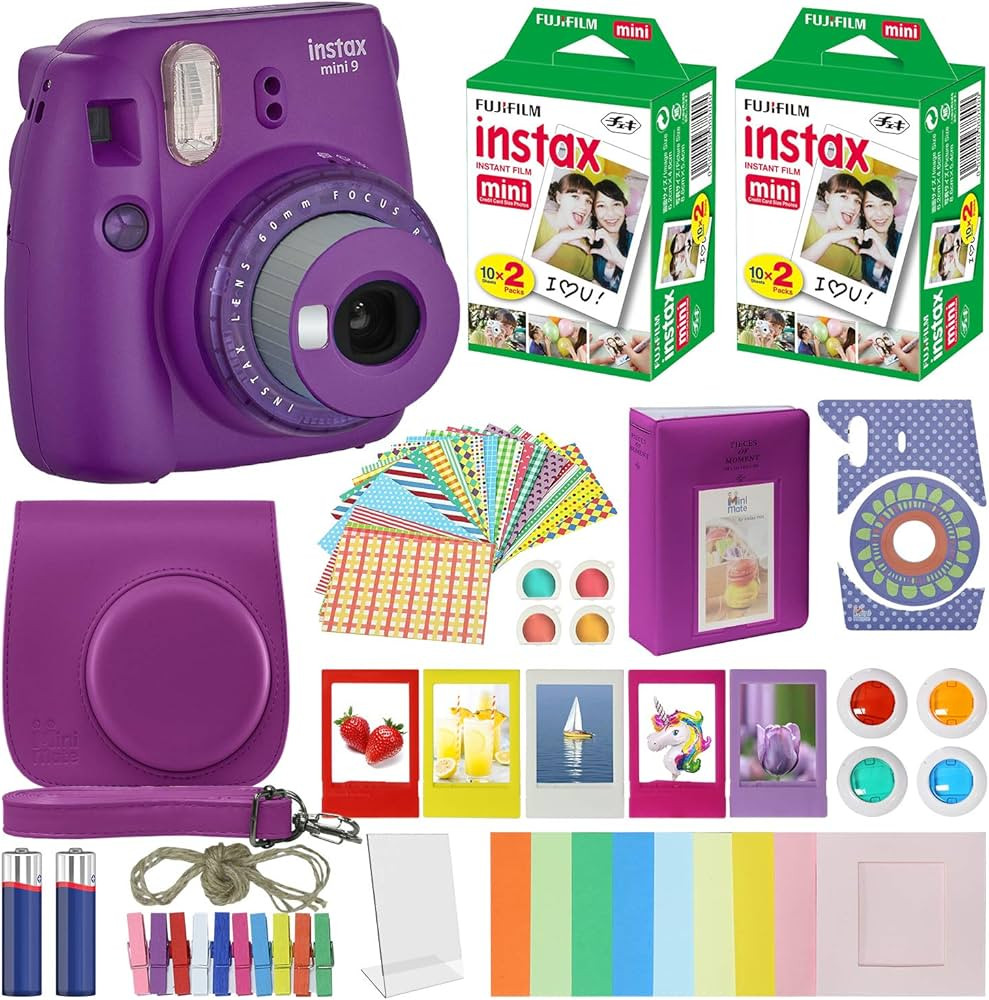 Amazon.com : Fujifilm Instax Mini 9 - Instant Camera Clear Purple with Clear Accents with Carryin... | Amazon (US)