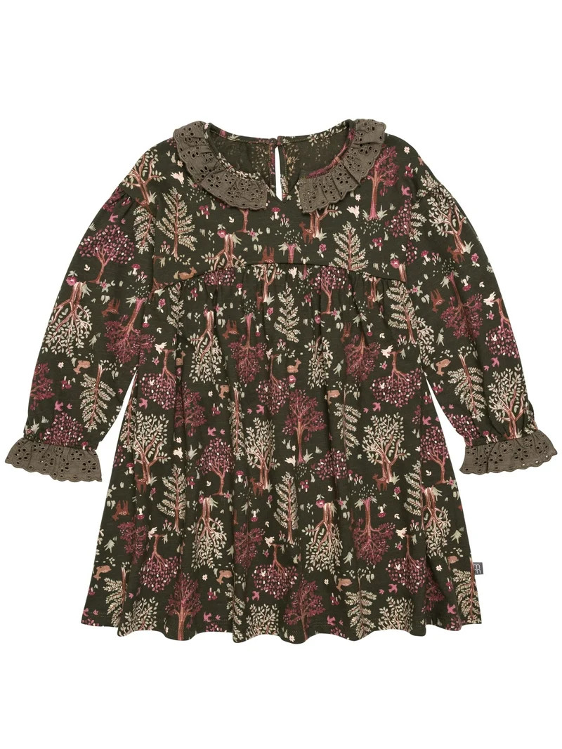 Modern Moments By Gerber Toddler Girl Dress with Neck Ruffle and Embroidery, Sizes 12 Months - 5T | Walmart (US)