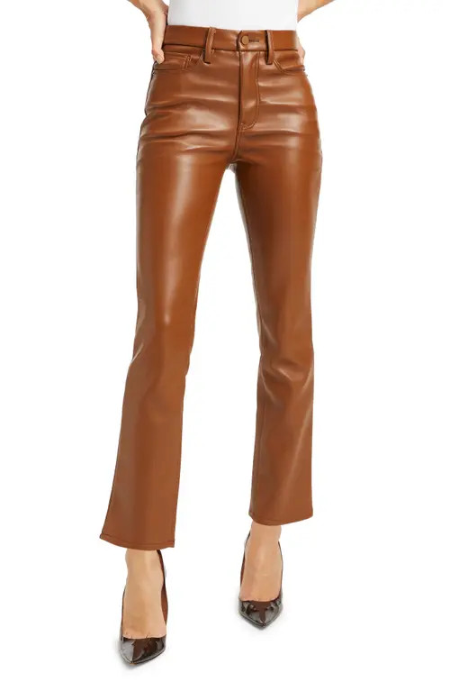 Good American Good Classic Faux Leather Pants in Burnt Caramel002 at Nordstrom | Nordstrom