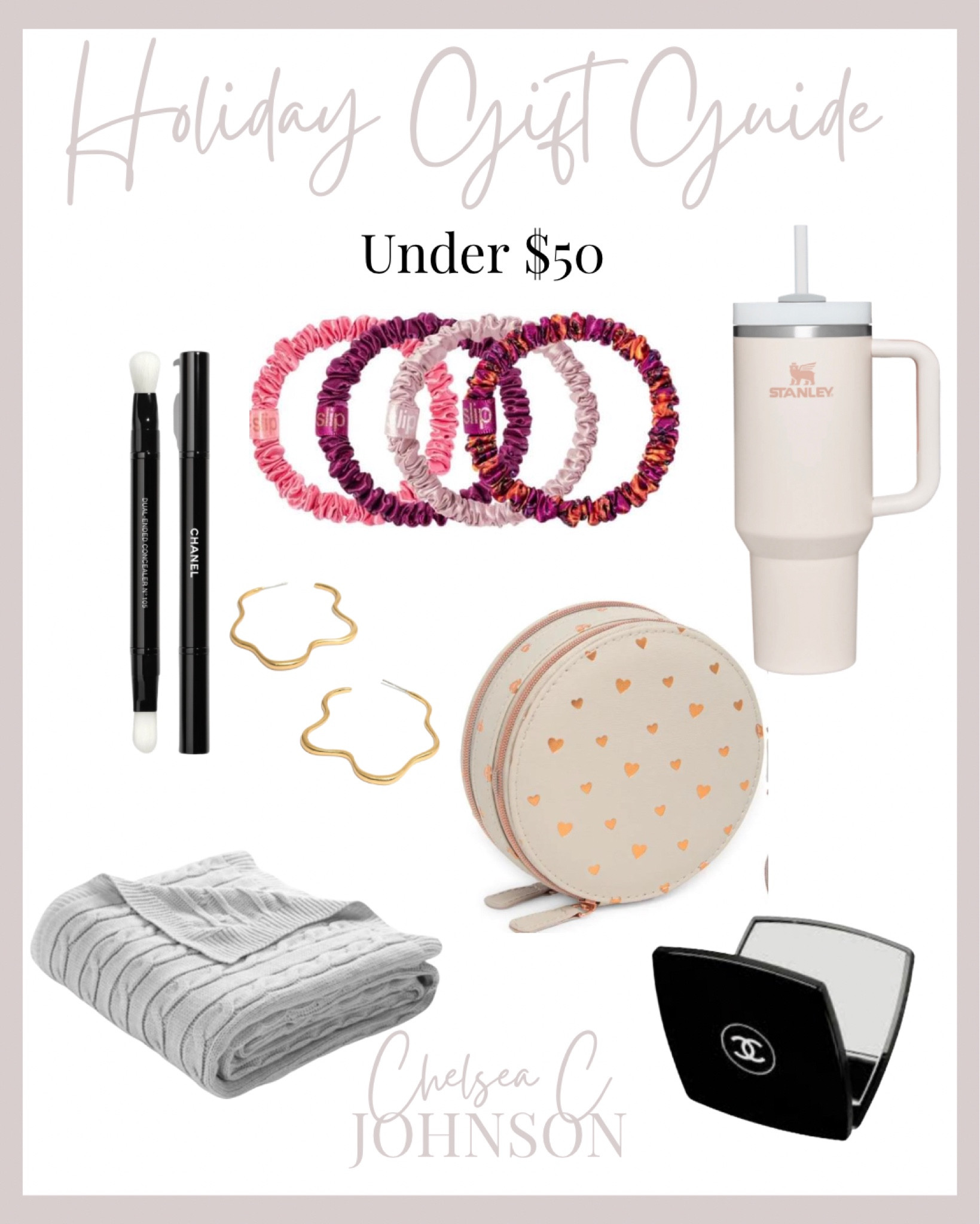 Chanel makeup brushes
Slip hair ties
Stanley mug
Chanel mirror
Madewell earrings
Soft blanket


#LTKHoliday #LTKbeauty #LTKhome