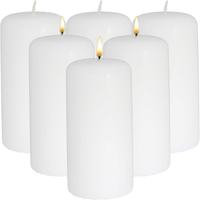 CandleNScent 3x6 White Pillar Candles Unscented (Pack of 6) | Amazon (US)