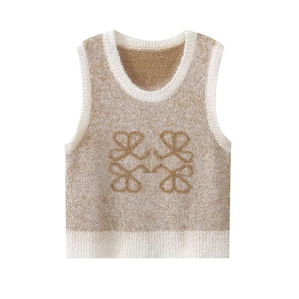 2024 Fall Cropped Sweater Vest Casual Loose Knit Pullover Sleeveless Sweater for Top | Amazon (US)