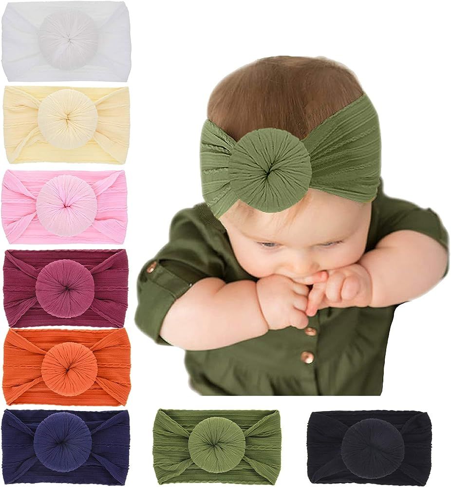 inSowni 8 Pack Newest Solid Stretchy Nylon Headbands with Donut Ball Hair Accssories for Baby Gir... | Amazon (US)