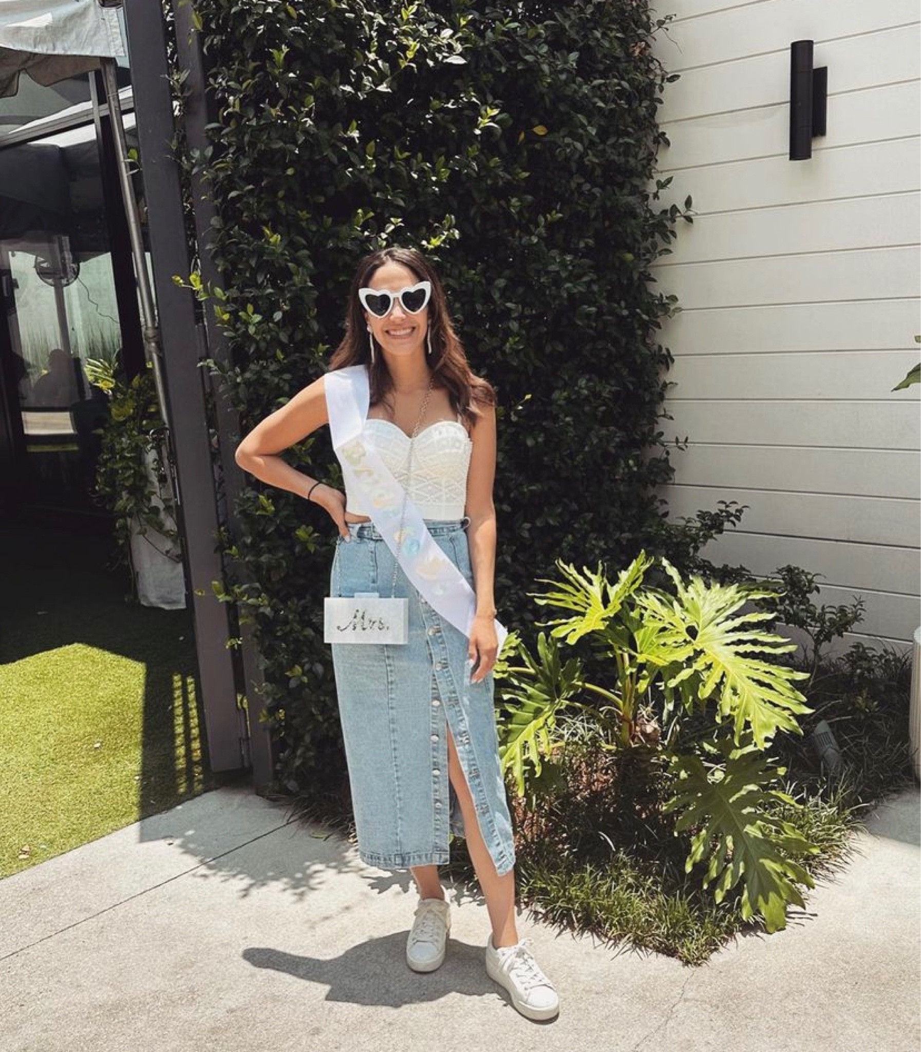Something Blue bachelorette theme | we all wore something denim! Bride | bachelorette outfit | denim skirt | jean skirt | Pearl top | Mrs clutch 

#LTKparties #LTKbeauty #LTKwedding