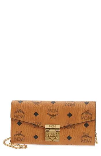 Women's Mcm Large Patricia Visetos Canvas Wallet On A Chain - Brown | Nordstrom