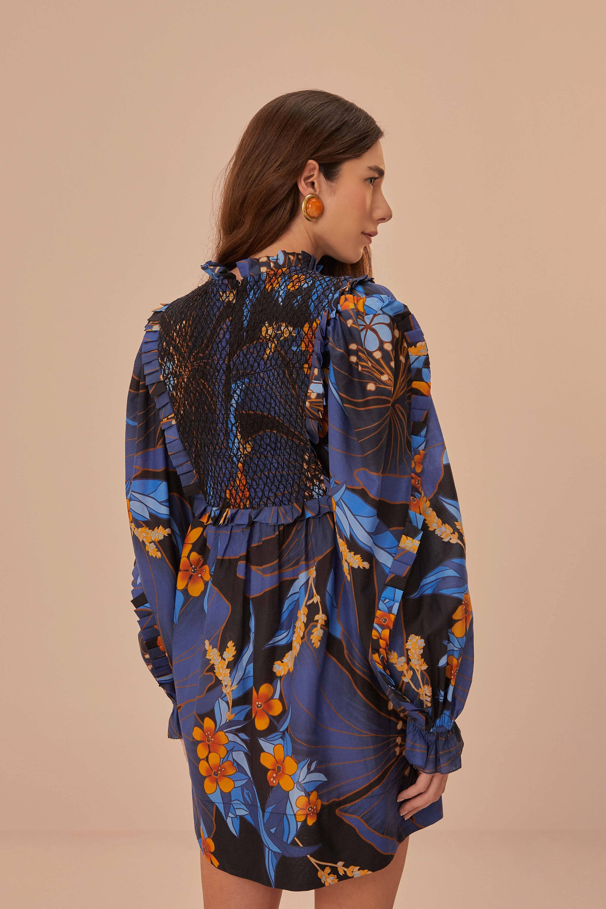 Black Pietra Floral Mini Dress | FarmRio (US)