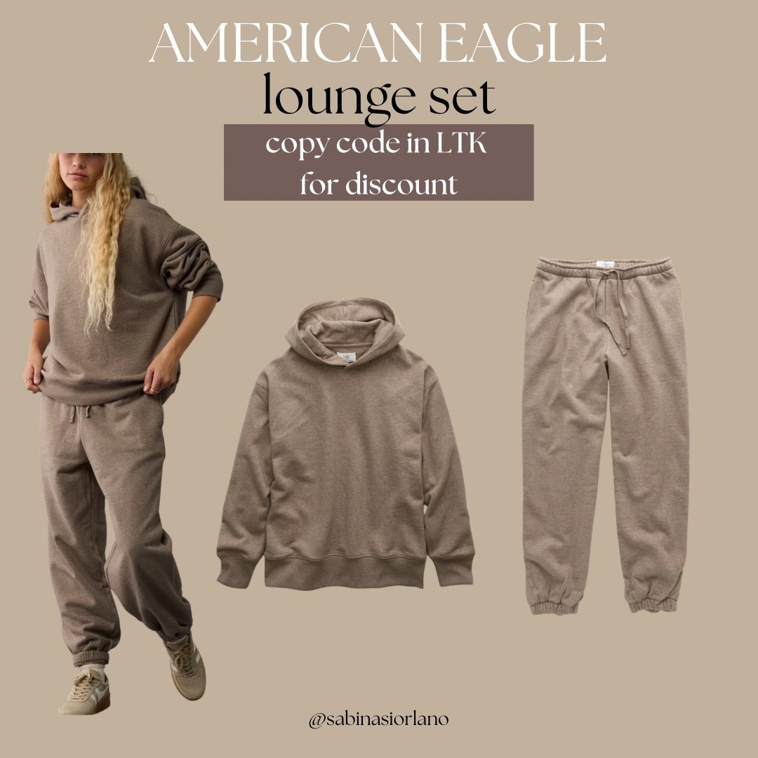 Lounge set on sale on American Eagle & more colors available! Copy the code in the ltk app for more discounts! 

Lounge set 
Oversized hoodie 
Loose joggers 
Comfy clothes 
Comfortable clothes 
Loungewear 

#LTKStyleTip #LTKSaleAlert #LTKFallSale