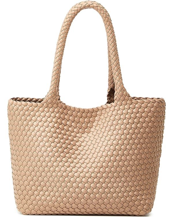 Woven Tote Bag Womens Purse: Vegan Leather Shoulder Handbags - Fashion Summer Beach Tote Bags - L... | Amazon (US)