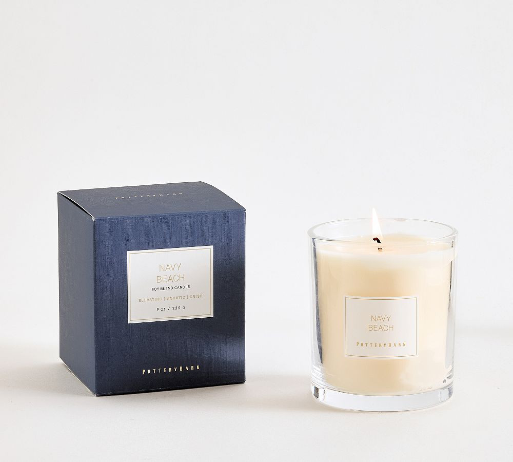 Signature Small Candle: Navy Beach (Redwood + Vetiver): 9 oz | Pottery Barn (US)