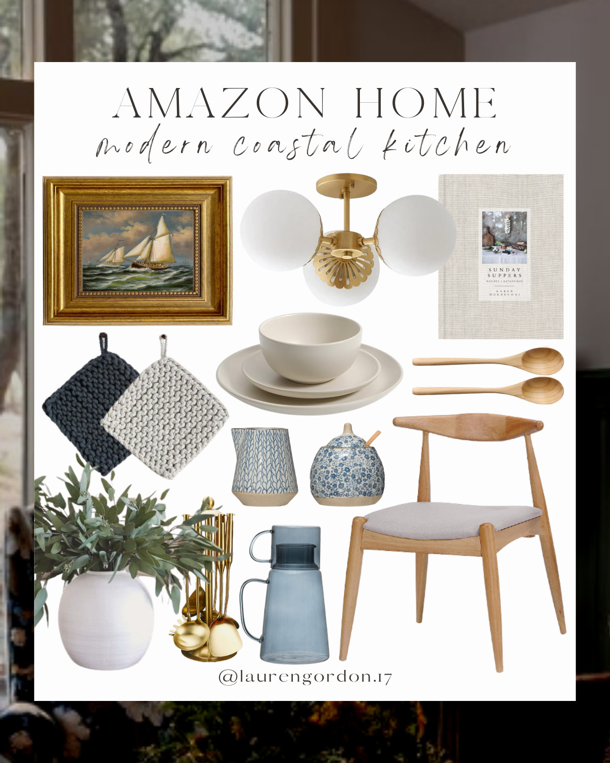 Modern home decor, modern kitchen, modern coastal kitchen, modern dining chair, cook book, stonew... | Amazon (US)