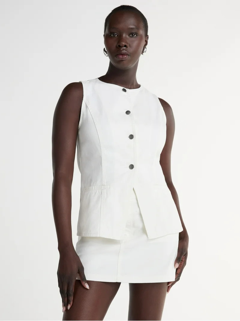 Scoop Women’s Denim Vest and Mini Skirt Set, 2-Piece, Sizes XS-XXL | Walmart (US)