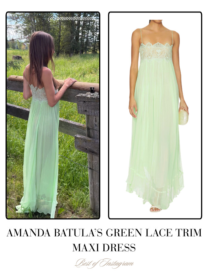 Amanda Batula's Green Lace Trim Maxi Dress 📸= @amandabatula 

 