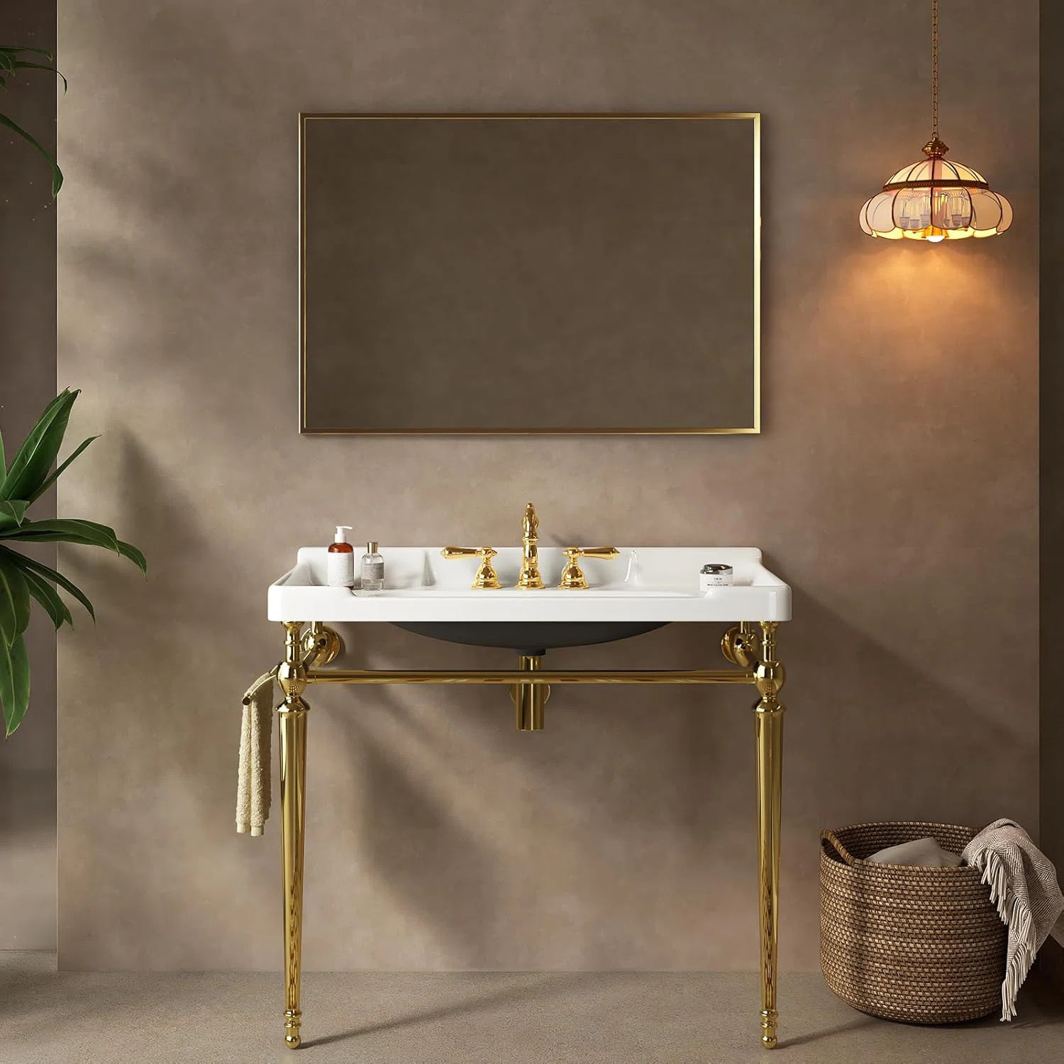 36"Free Standing Vanity Bathroom, Console Sink with 3 Tap Holes and Pop Up Drain | Wayfair North America