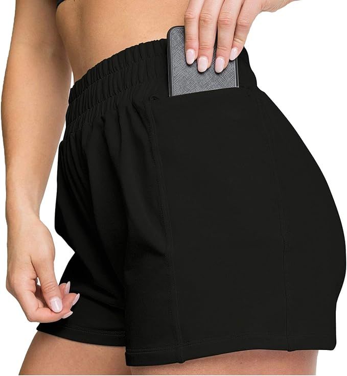 WEESO Womens Athletic Shorts Casual Running Shorts with Side Pockets | Amazon (US)