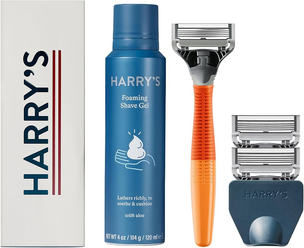 Harry's Shaving Kit for Men - Razor Handle, 3 Razor Blade Refills, Foaming Shave Gel, and Travel ... | Amazon (US)