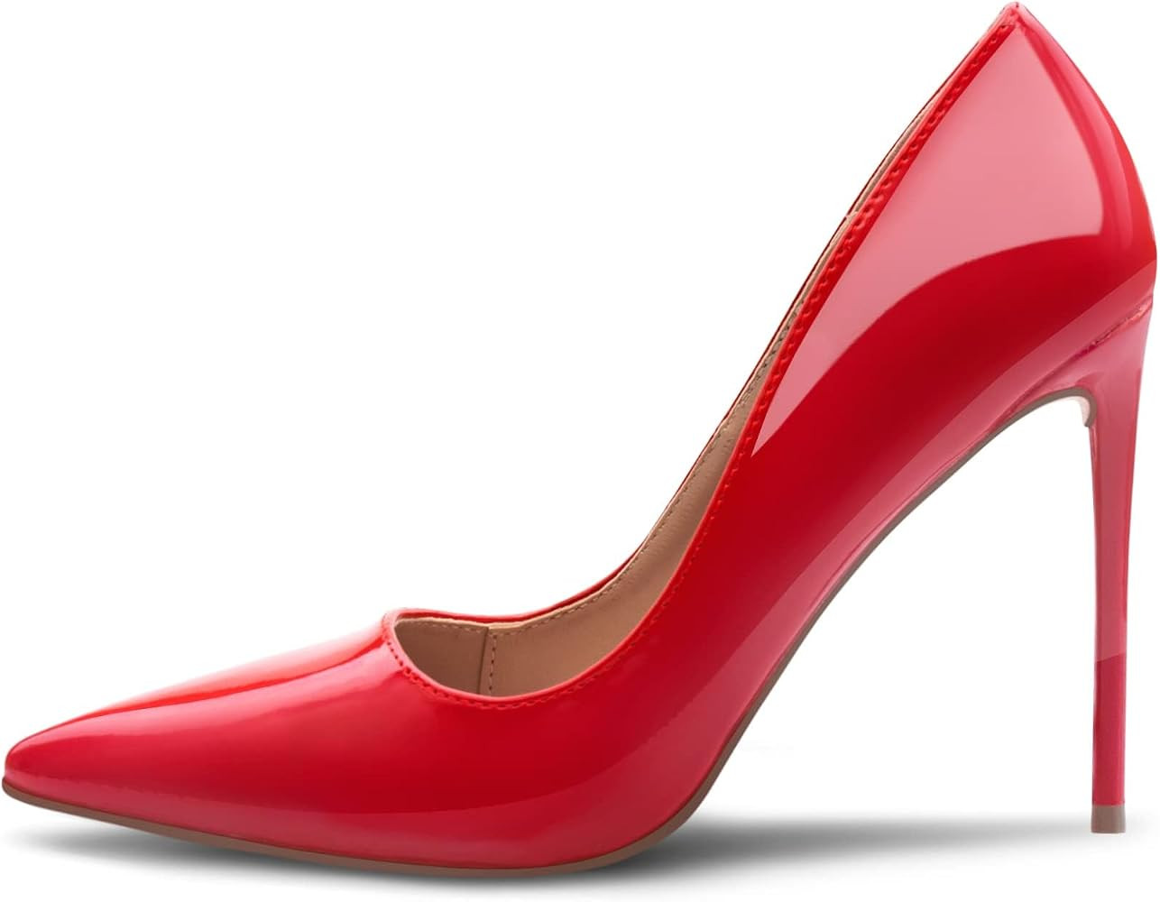 Women's Pumps Slip On High Heels with Pointed Toe 4.1 Inch Stiletto Bridal Party Dress Heels for ... | Amazon (US)