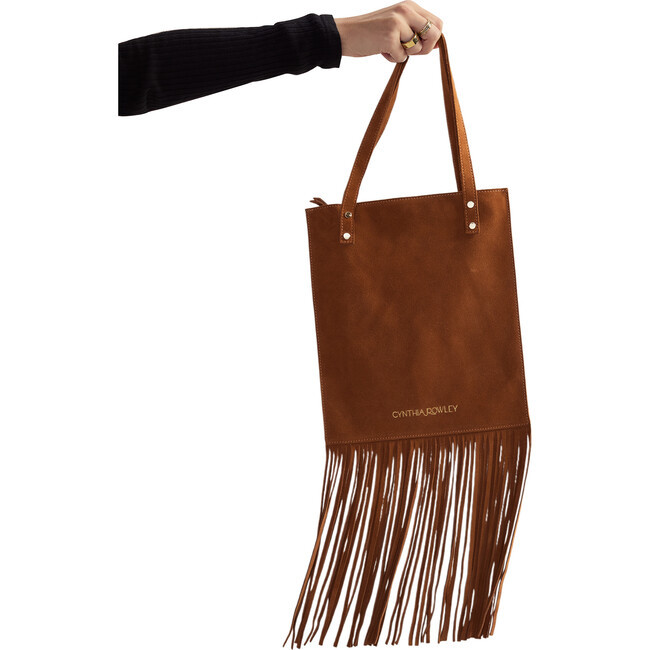 Cynthia Rowley | Women's Fringe Suede Tote, Brown | Maisonette | Maisonette