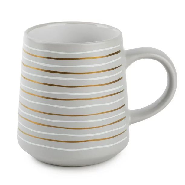 Thyme & Table Stoneware Coffee Mug, 16 fl oz, Gray Stripe - Walmart.com | Walmart (US)