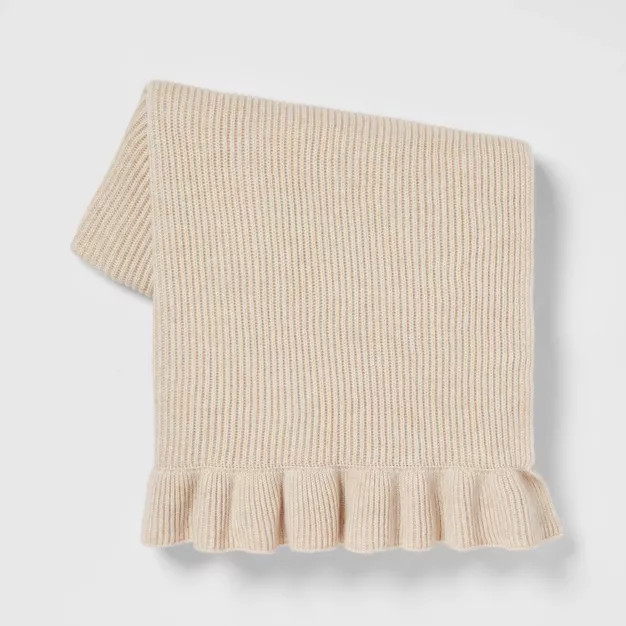 Ruffled Knit Heathered Throw Blanket - Threshold™ | Target