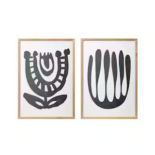 3R Studios Set of 2 Wood Framed Black Abstract Floral Art Print Wall Decor 39 in. x 27 in. . AH06... | The Home Depot